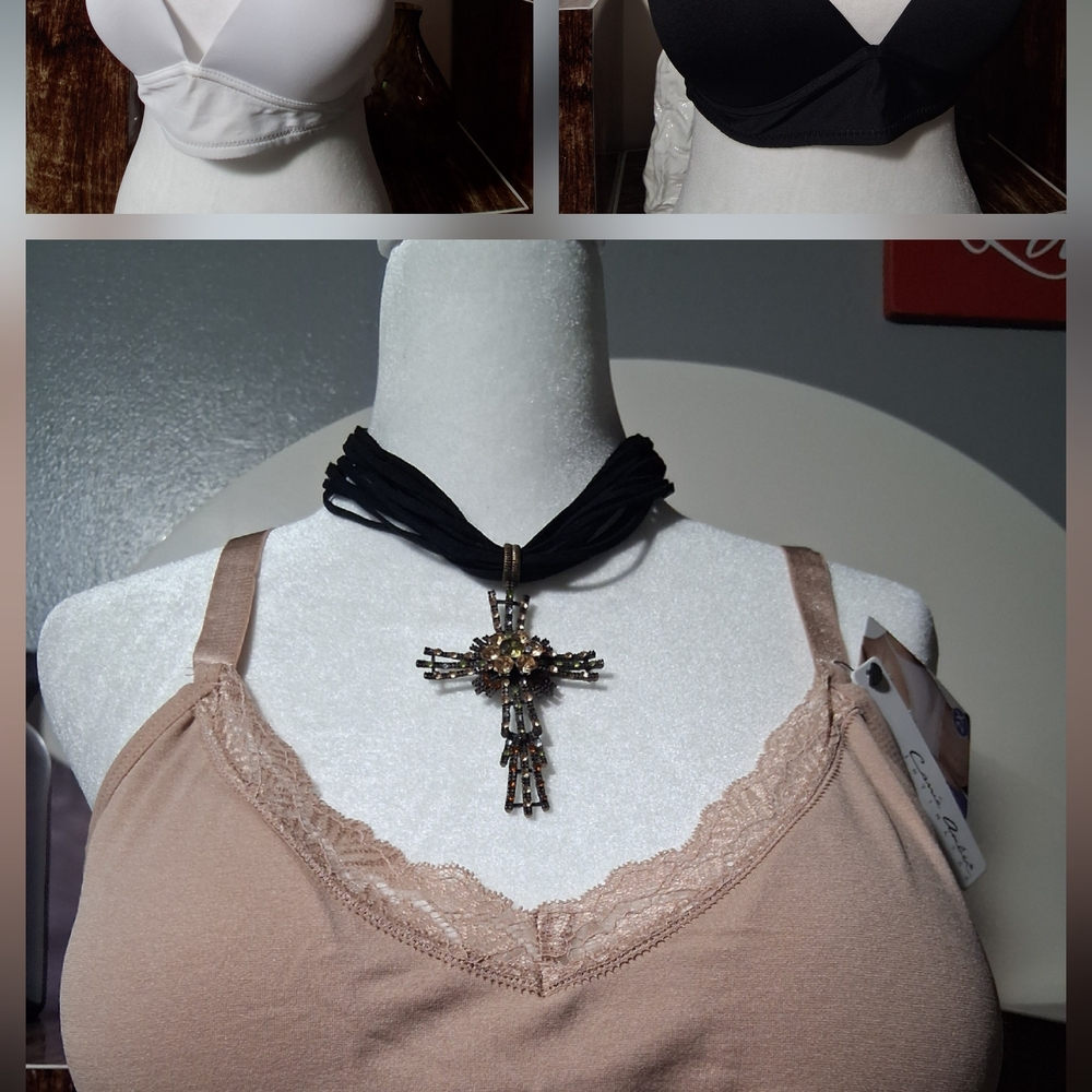 NWT Lace Trimmed Tan SPORTS Bra & 2 Wire FREE BRA SET See Description👀